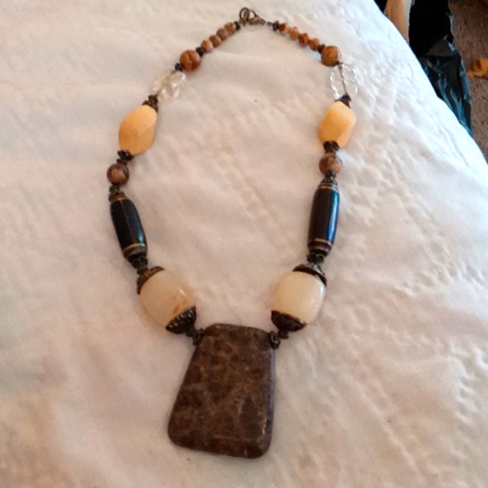 Beautiful Handmade Semi Precious Stones w/ Lepord Print Jasper and Black Onix